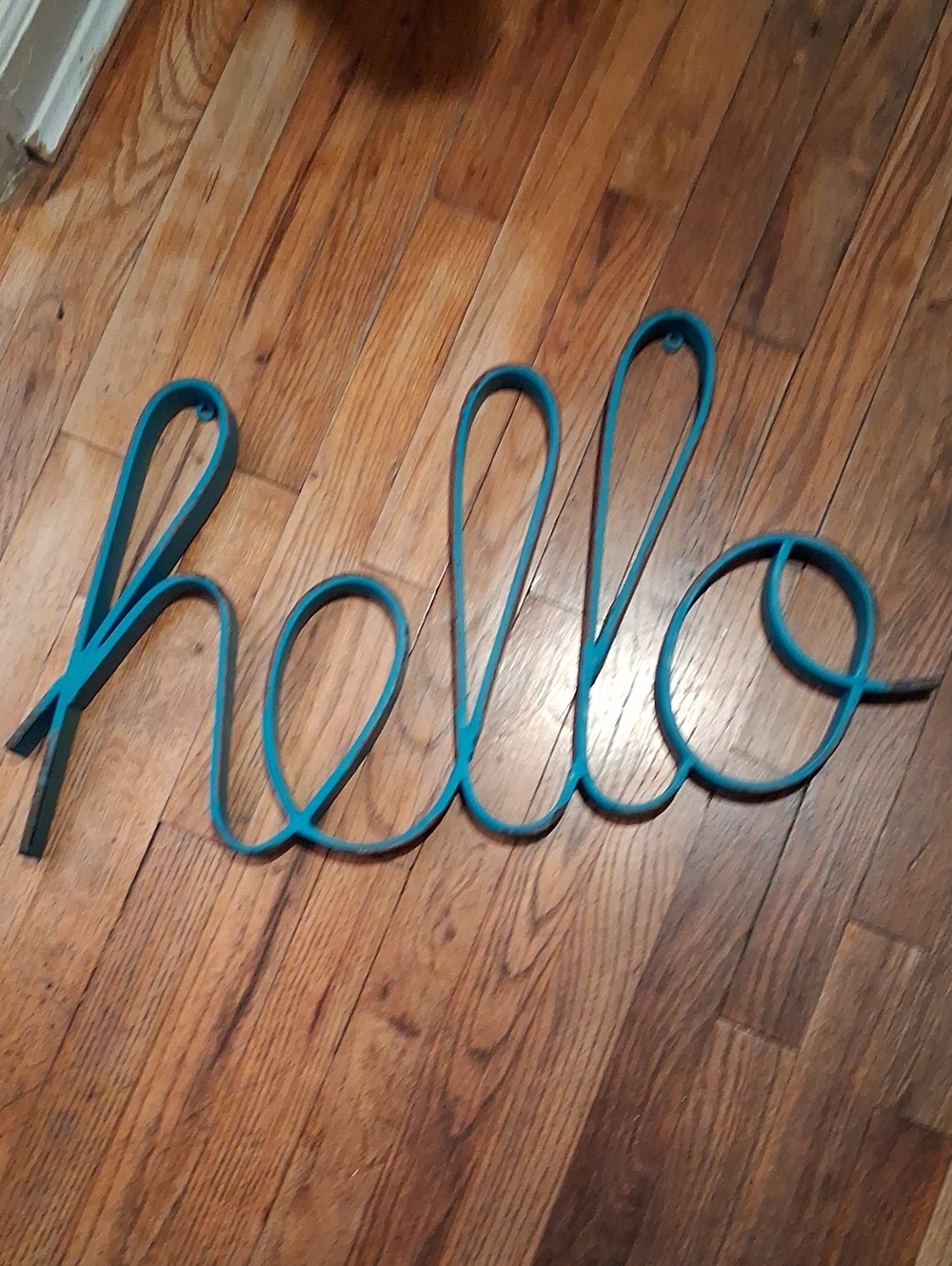 Teal "hello" Script Wall Art Accent
